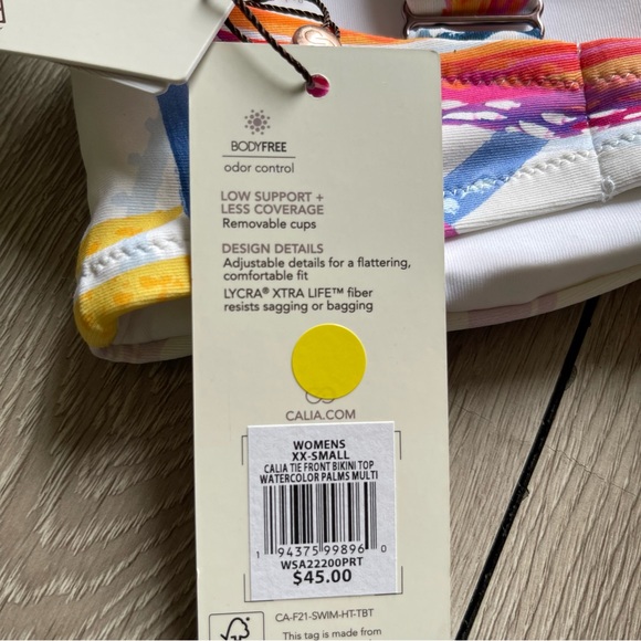 Calia watercolor palms 2 piece swim suit size XXS NWT - Picture 10 of 10